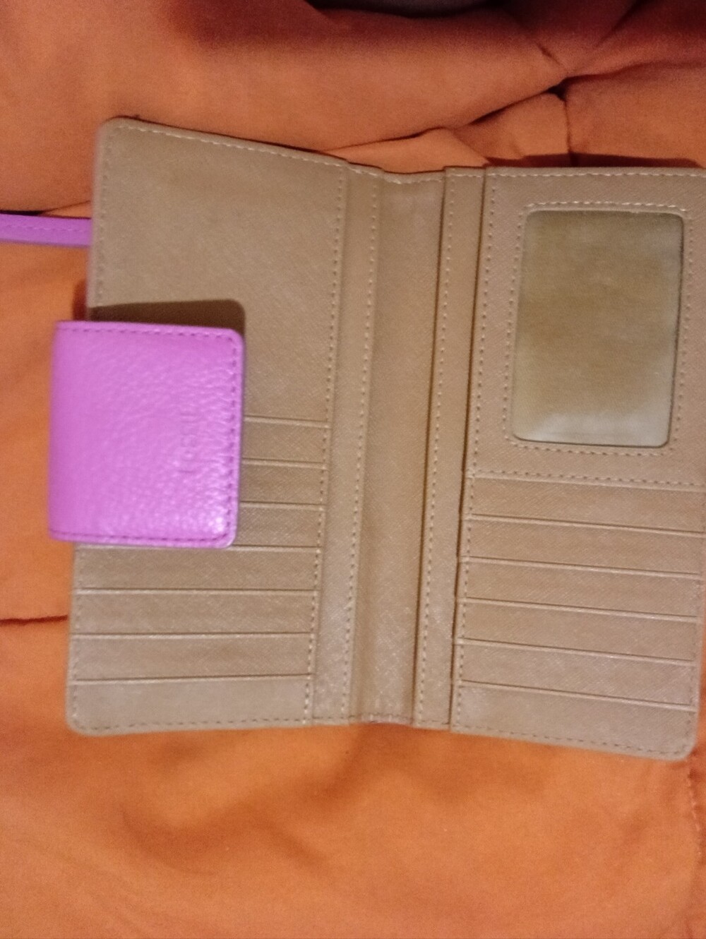 Fossil Emma RFID Bright Pink Leather Clutch Wallet Wristlet - Picture 7 of 7